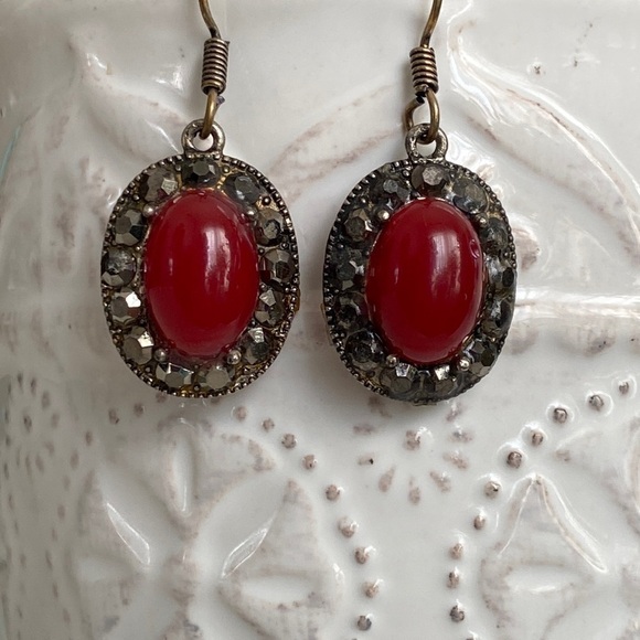 Red Holiday Sterling Silver Earrings with Austrian Shimmer Crystals Christmas - Picture 16 of 16